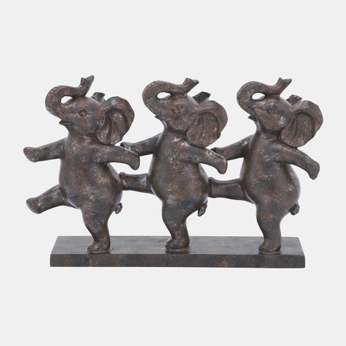 16887#Resin, 7"h Dancing Elephants, Bronze