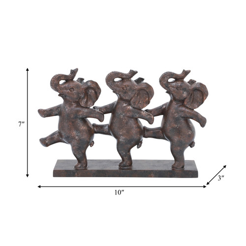 16887#Resin, 7"h Dancing Elephants, Bronze