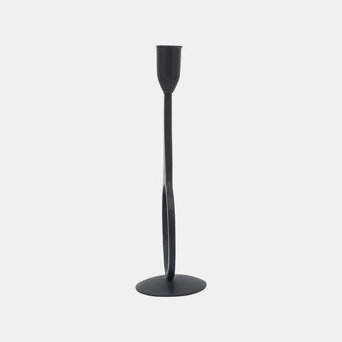 16928-01#Metal, 10"h Round Taper Candle Holder, Black