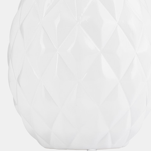 16957-02#Cer, 13" Pineapple Deco, White