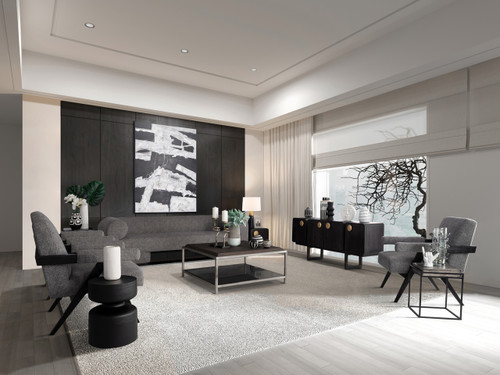 17051-01#Wood - Scandinavian Accent Chair - Gray