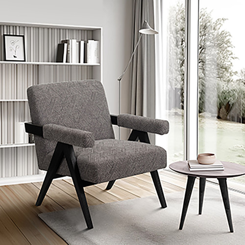 17051-01#Wood - Scandinavian Accent Chair - Gray
