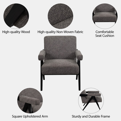 17051-01#Wood - Scandinavian Accent Chair - Gray