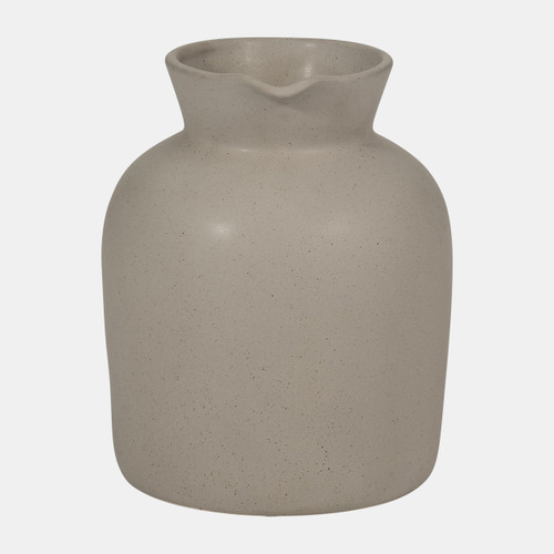 17052-03#Cer, 8" Pitcher Vase, Gray