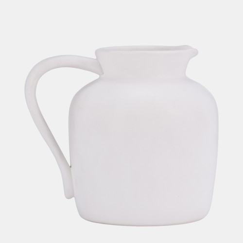 17053-01#Cer, 5" Pitcher Vase, White