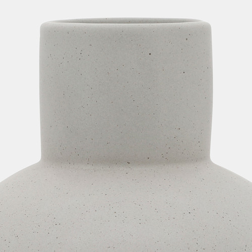17055-01#Cer, 8"h Bulbous Vase, White