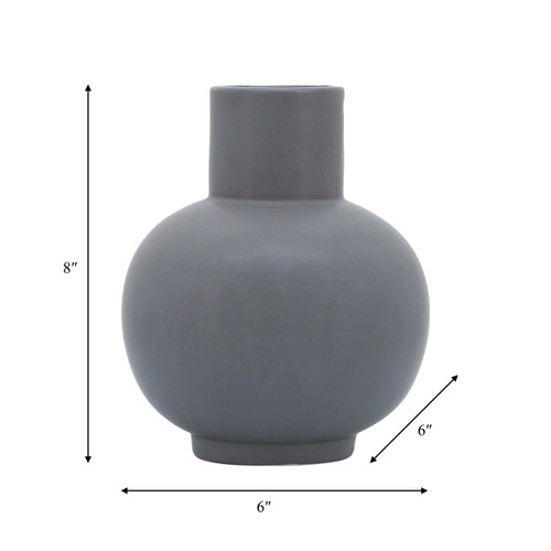 17055-03#Cer, 8"h Bulbous Vase, Gray