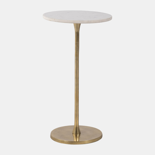 17063#Metal, 24"h Round Drink Table, Gold/white