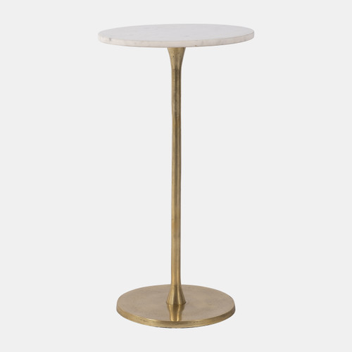 17063#Metal, 24"h Round Drink Table, Gold/white