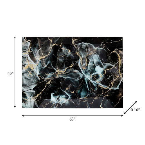 70191#63x43 Abstract Metallic Tempered Glass Art, Multi