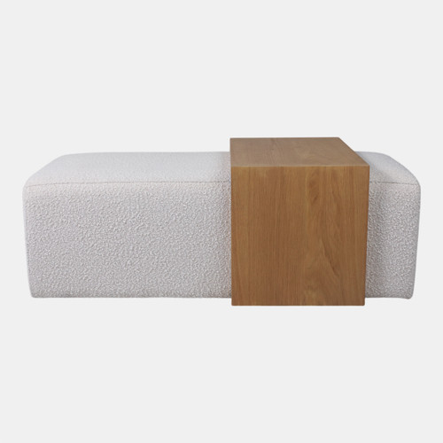 17097#53" Modern Rectangular Bench, Wood Accent, Ivory