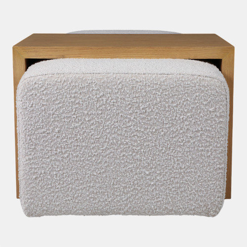 17097#53" Modern Rectangular Bench, Wood Accent, Ivory