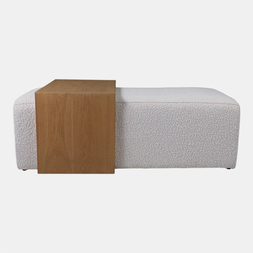 17097#53" Modern Rectangular Bench, Wood Accent, Ivory