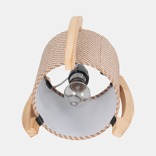 50718-01#Wood,s/2,11"h, Cylnder Tripod Tbl Lamps,kaki