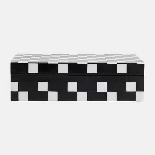 17114#Resin, S/2 10/12" Diagonal Square Boxes, Wt/blk