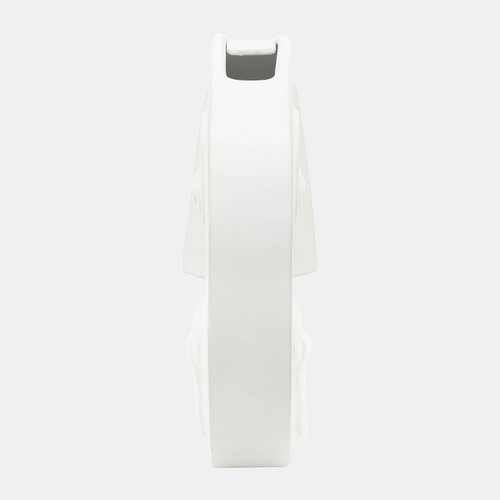 17129-02#Cer, 10" Sad Face Vase, White