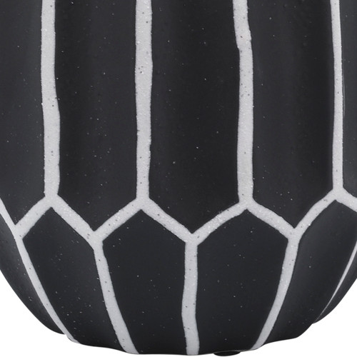 17144#Cer, 8" Decorative Vase, Black/white