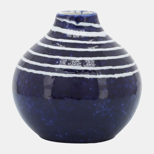 17158#Cer, 5"h Primeval Vase, Blue