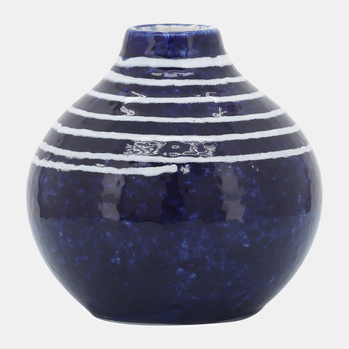 17158#Cer, 5"h Primeval Vase, Blue