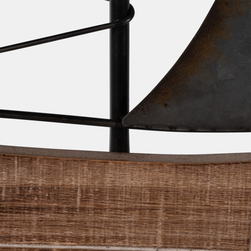 17336#Metal, 19"h Boat Wall Deco, Brown