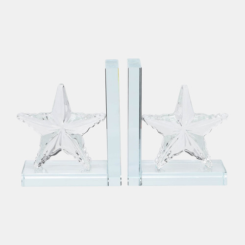 17362#Crystal, S/2 5"h Star Bookends