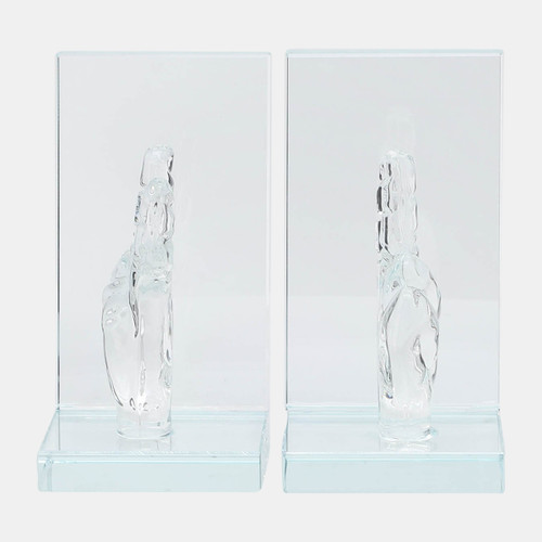 17363#Crystal, S/2 6"h Peace Sign Bookends