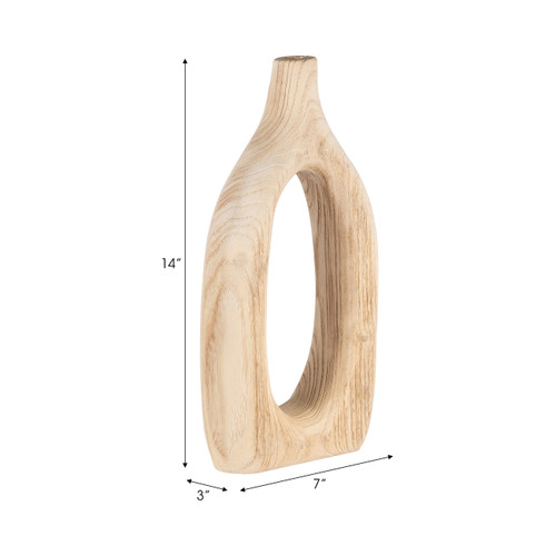 17376-01#Wood, 14"h Cut-out Vase, Natural