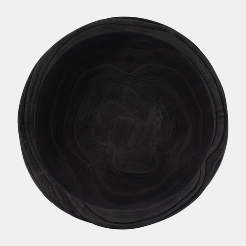 17377-02#Wood, 8" Bowl W/ Stand, Black