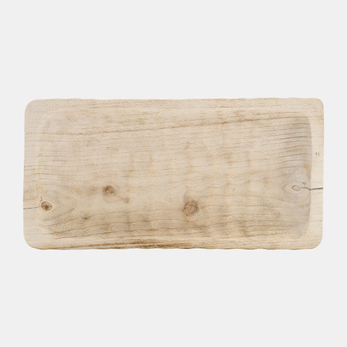 17379-01#Wood, 16" Rectangular Tray, Natural