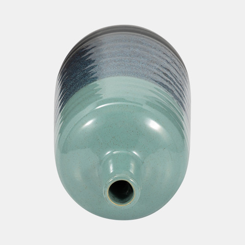 14793-05#Ceramic 13", Tri-colored Speckled Vase, Aqua Grn