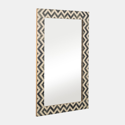 17385#Resin 24x36 Chevron Rect Mirror Gray/wht