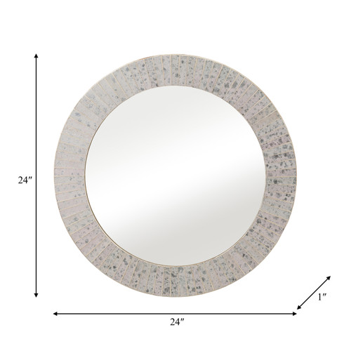 17387#Mosaic 24" Rnd Tiled Mirror Chmpg