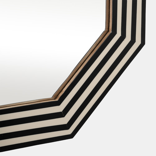 17388#Resin 24x24 Octagon Mirror Blk/wht