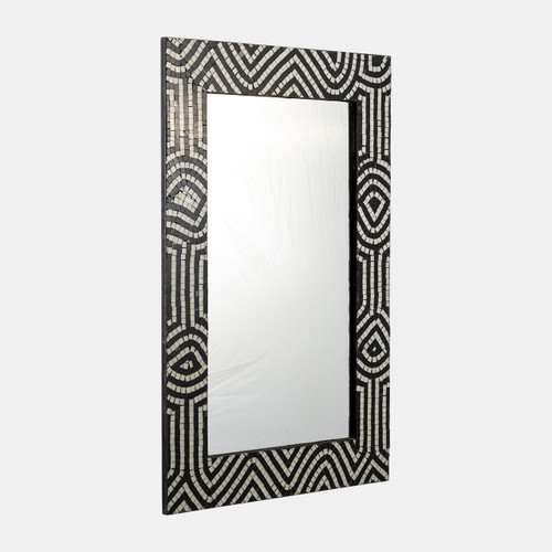 17389#Mosaic 24x36 Modern Tiled Rect Mirror Blk/wht