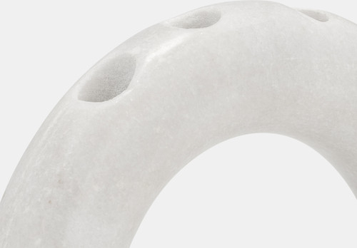 17400#Marble, 10" 4-taper Candle Holder, White