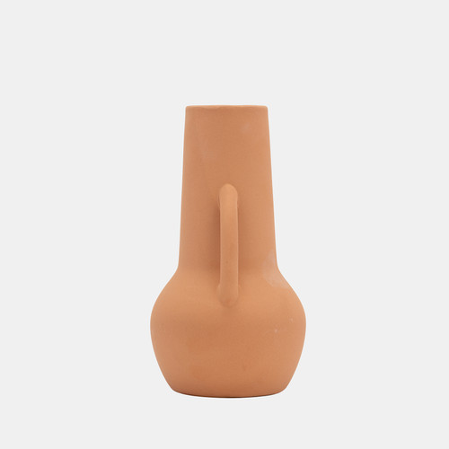 17414-04#Cer,8",vase W/handles,terracotta