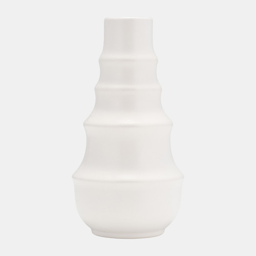 17420-01#Cer,11",ring Pattern Vase,white