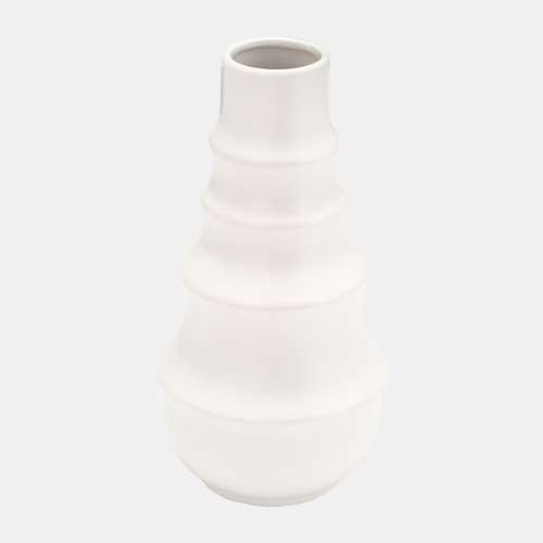 17420-01#Cer,11",ring Pattern Vase,white
