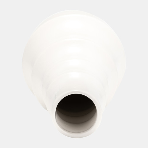 17420-01#Cer,11",ring Pattern Vase,white