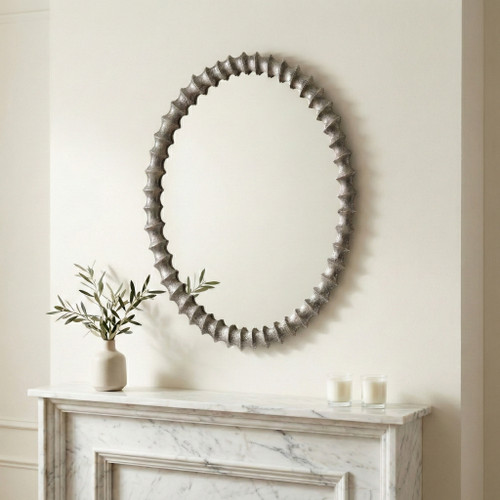 17434#Metal,29",ring Texture Mirror,brushed Nickel