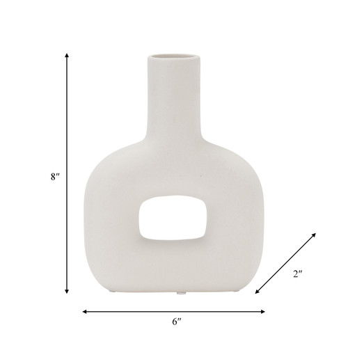 17444-01#Dol, 8" Open Cut Vase, White