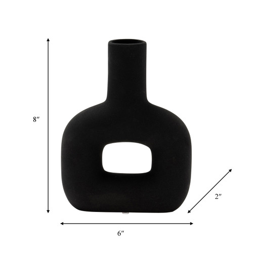 17444-02#Dol, 8" Open Cut Vase, Black