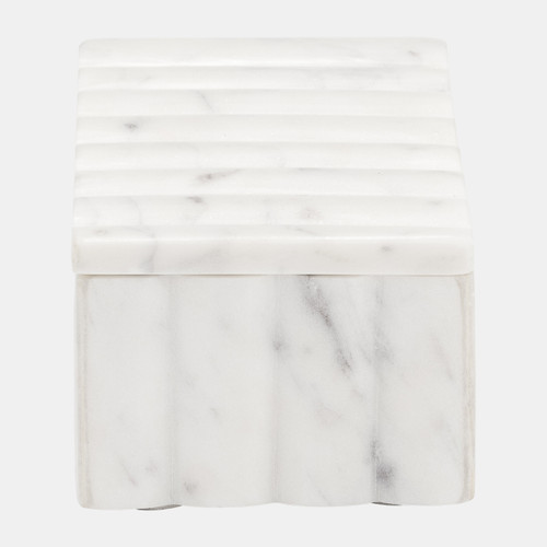 17475#7x4" Marble Ridged Box, White