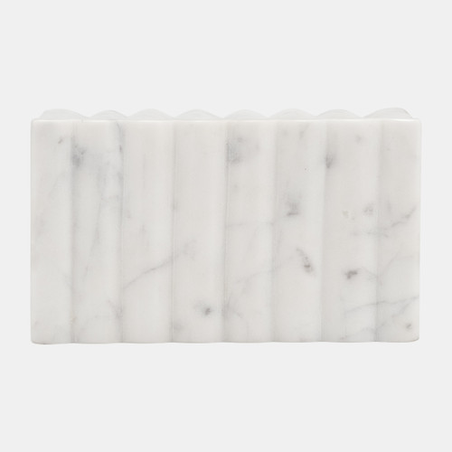 17475#7x4" Marble Ridged Box, White