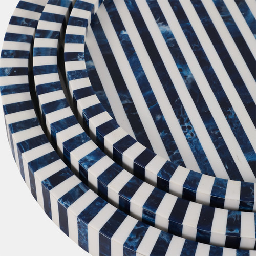 17501#Resin, S/3 12/14/16" Round Trays Blue