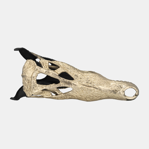 17483-02#Metal,16",alligator Skull,gold/black