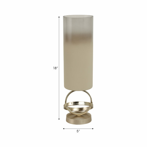 17489-01#Glass,18",hurricane W/sphere Base,white/gold