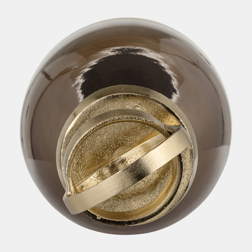 17490-02#Glass,20",bottle W/sphere Lid,white/gold