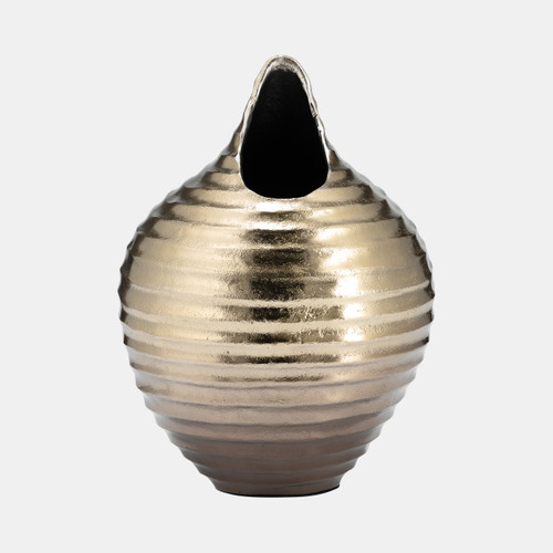 17496-01#Metal,12",shell Like Vase,gold