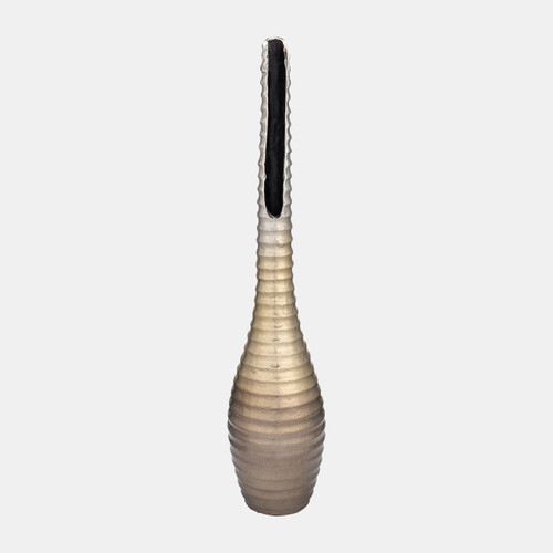 17497-02#Metal,26",shell Elongated Vase,gold